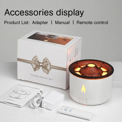 KINSCOTER Volcano Flame Aroma Diffuser Jellyfish Smoke Ring Air Humidifier 360ml Aromatherapy Essential Oil Diffuser Cool Gift