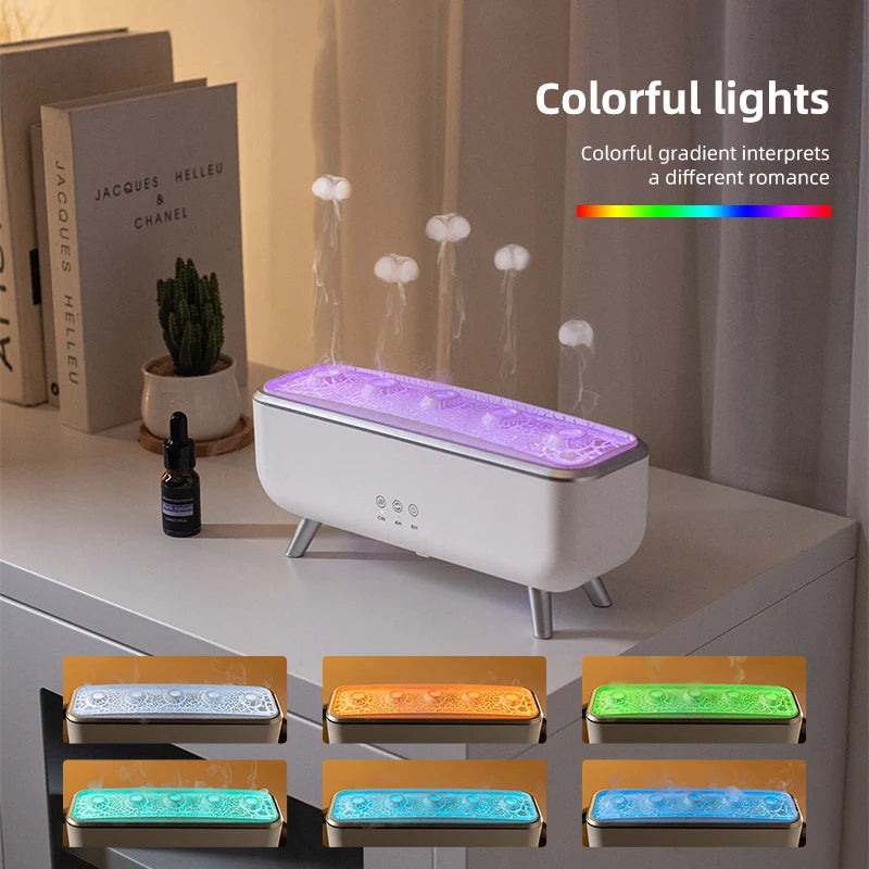 Jellyfish decompression Effect Diffuser Simulation Flame Aroma Diffuser Colorful lighting Humidifier for Bedroom, Home, Office