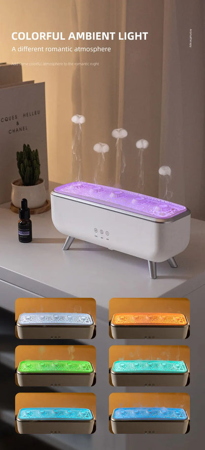 Jellyfish decompression Effect Diffuser Simulation Flame Aroma Diffuser Colorful lighting Humidifier for Bedroom, Home, Office