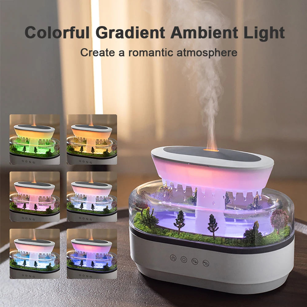 Aroma Humidifier Raindrop Air Humidifier Colorful Light White Noise Essemtial Oil Diffuser Home Ultrasonic Fragrance Diffuser