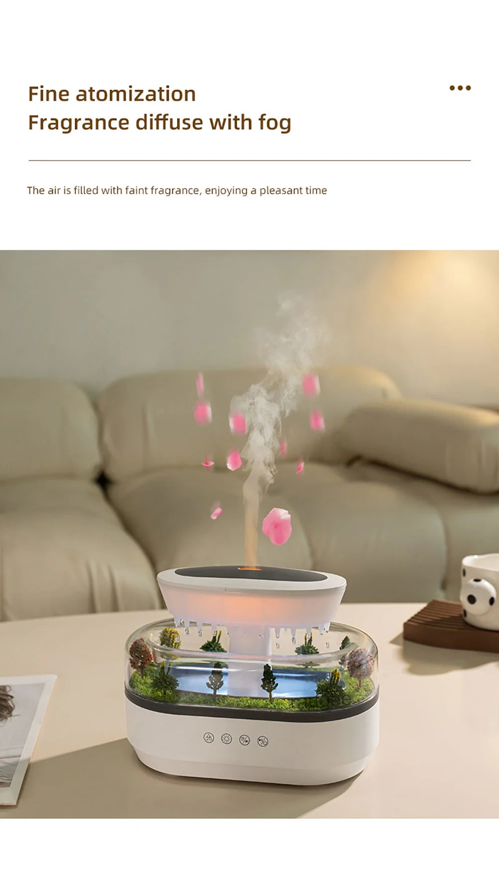 Aroma Humidifier Raindrop Air Humidifier Colorful Light White Noise Essemtial Oil Diffuser Home Ultrasonic Fragrance Diffuser