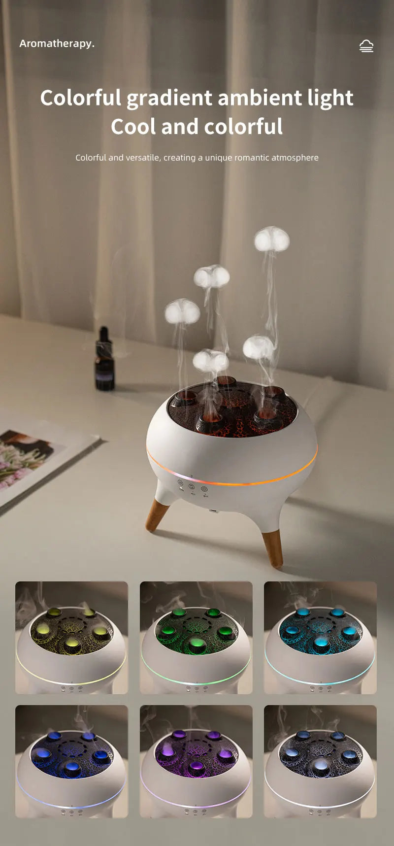 Dynamic Multi Spray Incense Humidifier Desktop Flame Humidifier Home Fog Quantity Colorful Light Remote Control