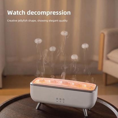 Jellyfish decompression Effect Diffuser Simulation Flame Aroma Diffuser Colorful lighting Humidifier for Bedroom, Home, Office