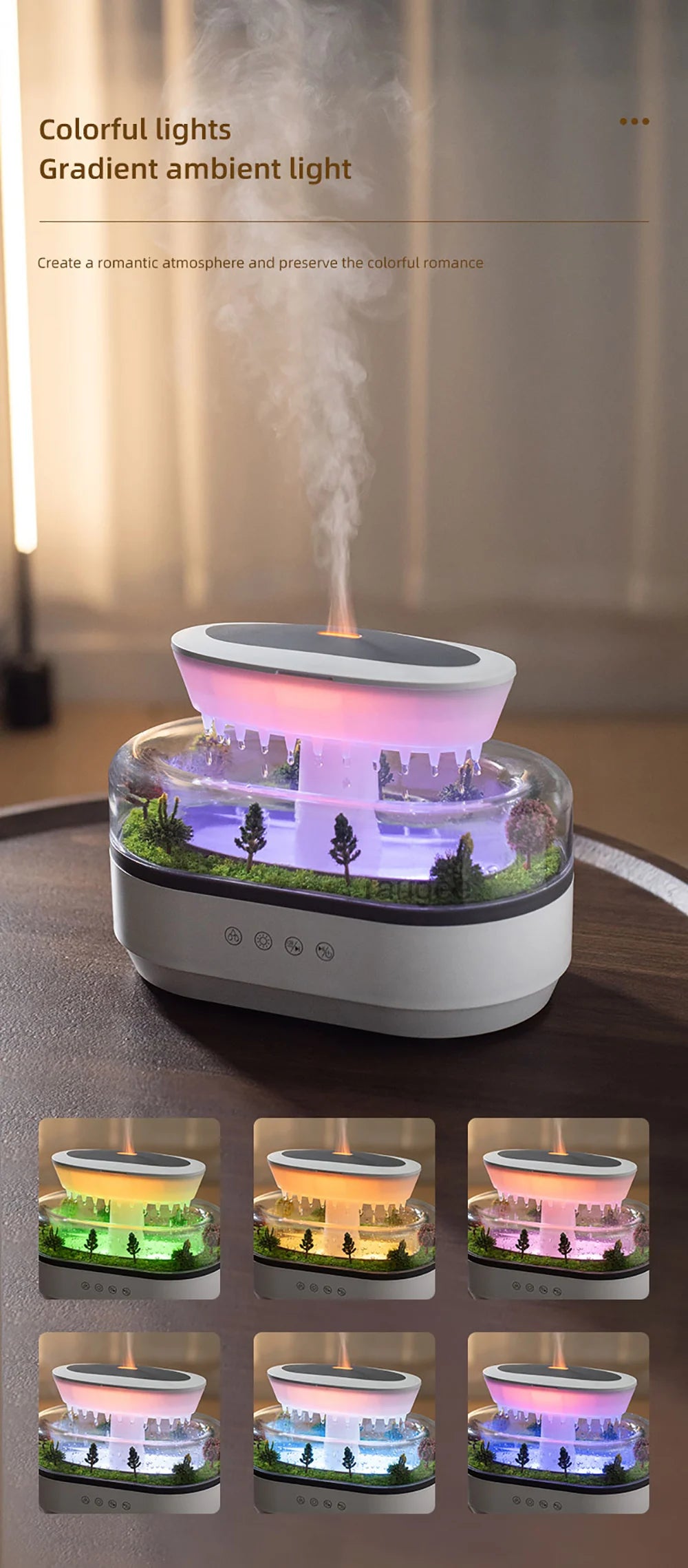 Aroma Humidifier Raindrop Air Humidifier Colorful Light White Noise Essemtial Oil Diffuser Home Ultrasonic Fragrance Diffuser